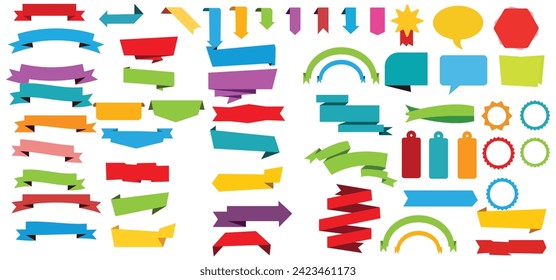 Vector file representing Ribbon Labels Stickers Banners and Ribbons collection.