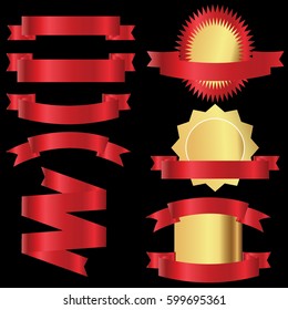 Vector file representing Ribbon red gold tag Labels Stickers Banners and Ribbons collection. price promotion present product