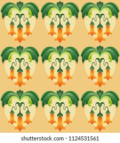 vector file - sample of tiles with orange flowers, style modern. Can be used as a seamless pattern