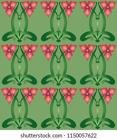 vector file - sample of tiles with red flowers, style modern. Can be used as a seamless pattern