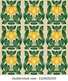 vector file - sample of tiles with yellow flowers, style modern. Can be used as a seamless pattern