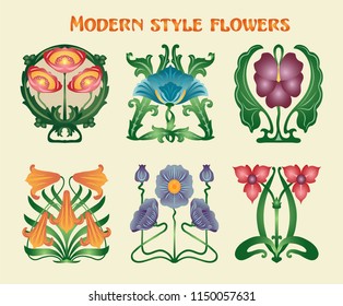 vector file - samples of flowers in modern style