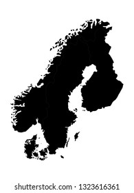 vector file of scandinavia map
