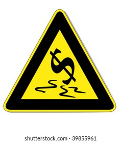 Vector file showing a warning sign with the dollar against the financial crisis. Color and size can be changed.