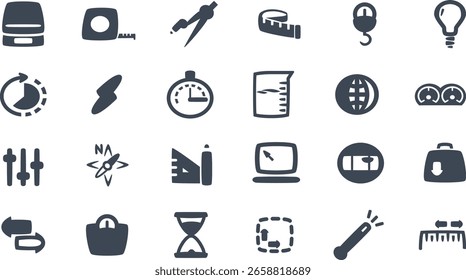The vector file in solid icon style represents the concept of measurement.