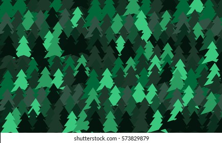 Vector file: Spruce forest illustration. Nature background of Green Christmas trees texture