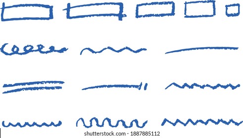 Vector file of "square" and "underline" drawn with crayons.