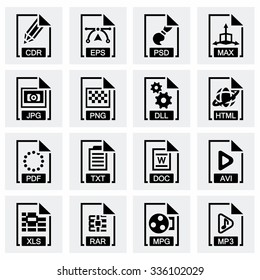 Vector File type icon set on grey background