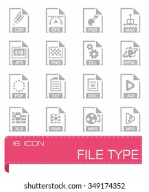 Vector File type icon set on grey background