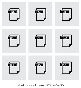 Vector file type icons set on grey background