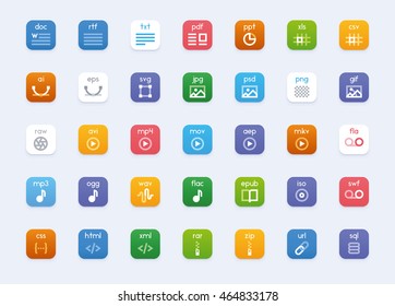 Vector file types icon set