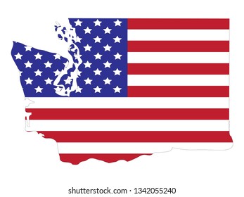 vector file of washington usa map with flag