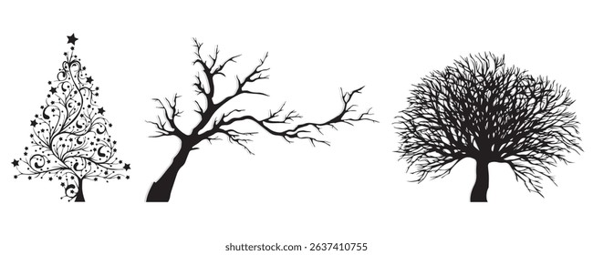Vector files of Christmas trees, leafless trees and trees with lots of leaves