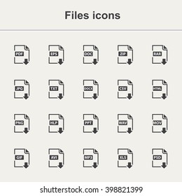 Vector files or document icons set isolated.Vector document  in different formats