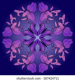 Vector filigree damask background with butterfly