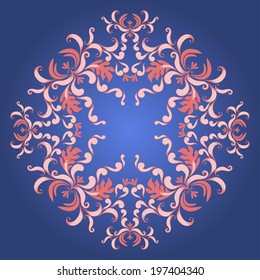 Vector filigree damask background with vintage ornament