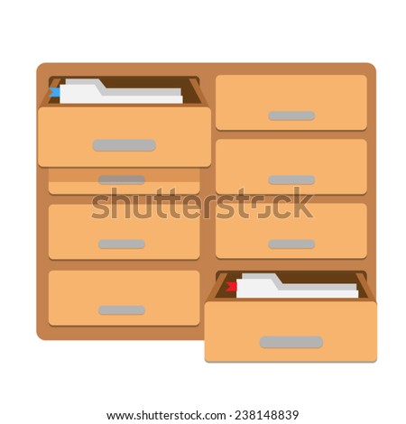 Vector Filing Cabinet with Folders