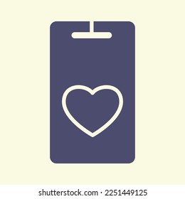 Vector fill, flat icon of door tags with Valentine's day design