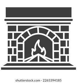 Icono de relleno de vectores de chimeneas, fuego, leña ardiendo. Icono Relleno aislado en fondo blanco