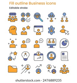 Vector Fill outline Business icons