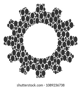 Vector filled ellipse icons are composed into gear composition. Equipment design concept constructed with filled ellipse items.