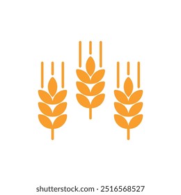 Vector Filled Farm Wheat Ears Icon. Whole Grain Symbol Illustration for Organic Eco Business, Farming, Beer, Bakery. Gluten Free Logo.	