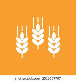 Vector Filled Farm Wheat Ears Icon. Whole Grain Symbol Illustration for Organic Eco Business, Farming, Beer, Bakery. Gluten Free Logo.