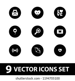 Vector  filled icons such as gear heart, heart balloons, bow, love letter. editable valentine icons for web and mobile.