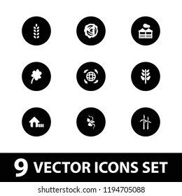 Vector  filled icons such as house, clover, plant, globe, pergola, nest, sprout. editable ecology icons for web and mobile.