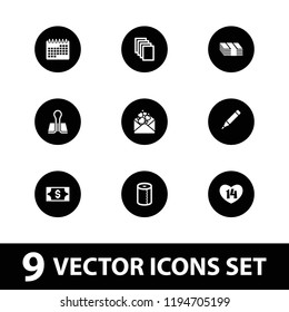 Vector  filled icons such as love letter, money, pen, calendar. editable paper icons for web and mobile.