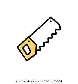 Icono de construcción de sierra de contorno rellenado por el vector aislado en fondo blanco