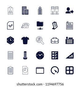 Vector  filled and outline icons such as window, business center building, triangle ruler, t-shirt. editable office icons for web and mobile.