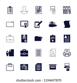 Vector  filled and outline icons such as paper, resume, notebook, folder, diploma, case, binder. editable document icons for web and mobile.