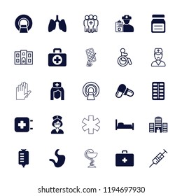 Vector  filled and outline icons such as bed, pill, drop counter, nurse, doctor prescription. editable hospital icons for web and mobile.