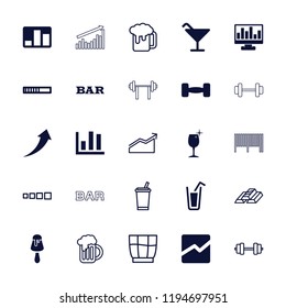 Vector filled and outline icons such as cocktail, loading, arrow up, chart, drink, beer mug, clean wine glass. editable bar icons for web and mobile.