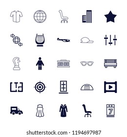 Vector  filled and outline icons such as helicopter, star, play, plan, truck, building, skirt. editable modern icons for web and mobile.