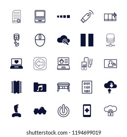 Vector  filled and outline icons such as hand on smartphone, laptop with heart, loading. editable computer icons for web and mobile.