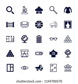 Vector  filled and outline icons such as shutter blinds, fence, blouse, plan, window, biliard triangle. editable view icons for web and mobile.