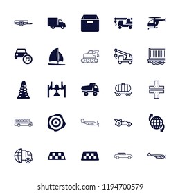 Vector filled and outline icons such as taxi, tunnel, toy car, delivery car. editable transport icons for web and mobile.