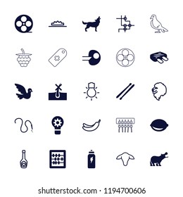 Vector filled and outline icons such as no hair in skin, abacus, lemon, movie tape, meat, energetic drink. editable logo icons for web and mobile.