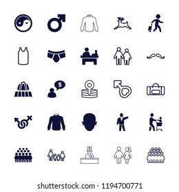 Vector  filled and outline icons such as luggage belt, man underwear, table, group, man symbol. editable male icons for web and mobile.