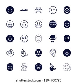 Vector filled and outline icons such as smiling emot, cool emot in sunglasses, angry emoji. editable funny icons for web and mobile.