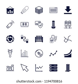 Vector  filled and outline icons such as business center building, network connection, chart, pointer. editable data icons for web and mobile.