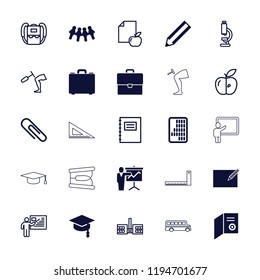 Vector filled and outline icons such as pencil, diploma, children, arrows up, backpack, notepad. editable school icons for web and mobile.