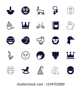 Vector  filled and outline icons such as goose, crown, emot in sun glasses, facepalm emot, shocked emoji. editable cute icons for web and mobile.