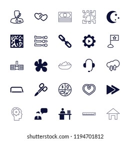 Vector  filled and outline icons such as manicure scissors, qr code, paintball, chain, man working at the table. editable web icons for web and mobile.