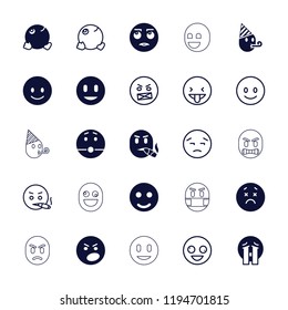 Vector filled and outline icons such as smile, smiling emot, upset emot, crying emoji. editable emotion icons for web and mobile.