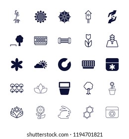 Vector  filled and outline icons such as sunflower, flower, tree and bench, tree, expander sport. editable spring icons for web and mobile.