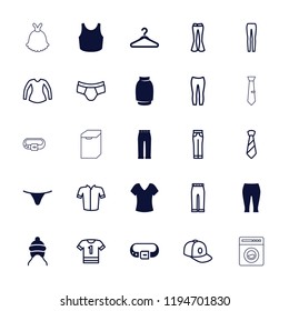Vector  filled and outline icons such as baby cap, shirt, female underwear, woman pants. editable clothes icons for web and mobile.