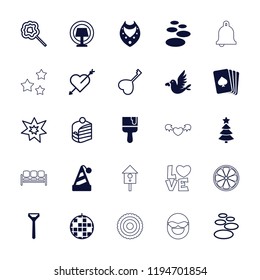 Vector filled and outline icons such as necklace, playing card, spa stone, disco ball. editable decoration icons for web and mobile.